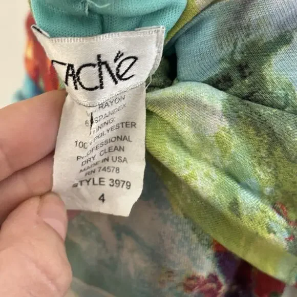 Vintage Cache Floral Ruffle Hem Halter Dress Size 4 - Picture 8 of 8